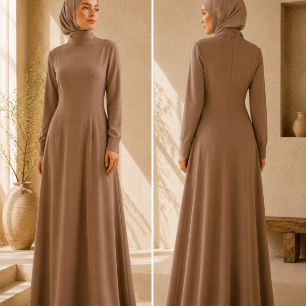High-Neck Modest Maxi Dress