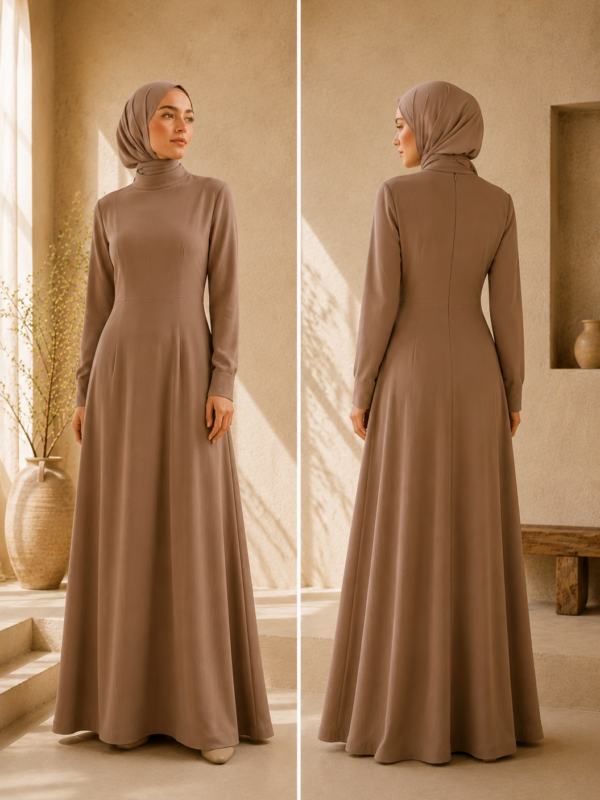 High-Neck Modest Maxi Dress