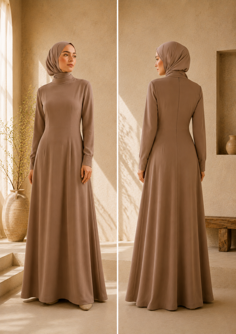 High-Neck Modest Maxi Dress